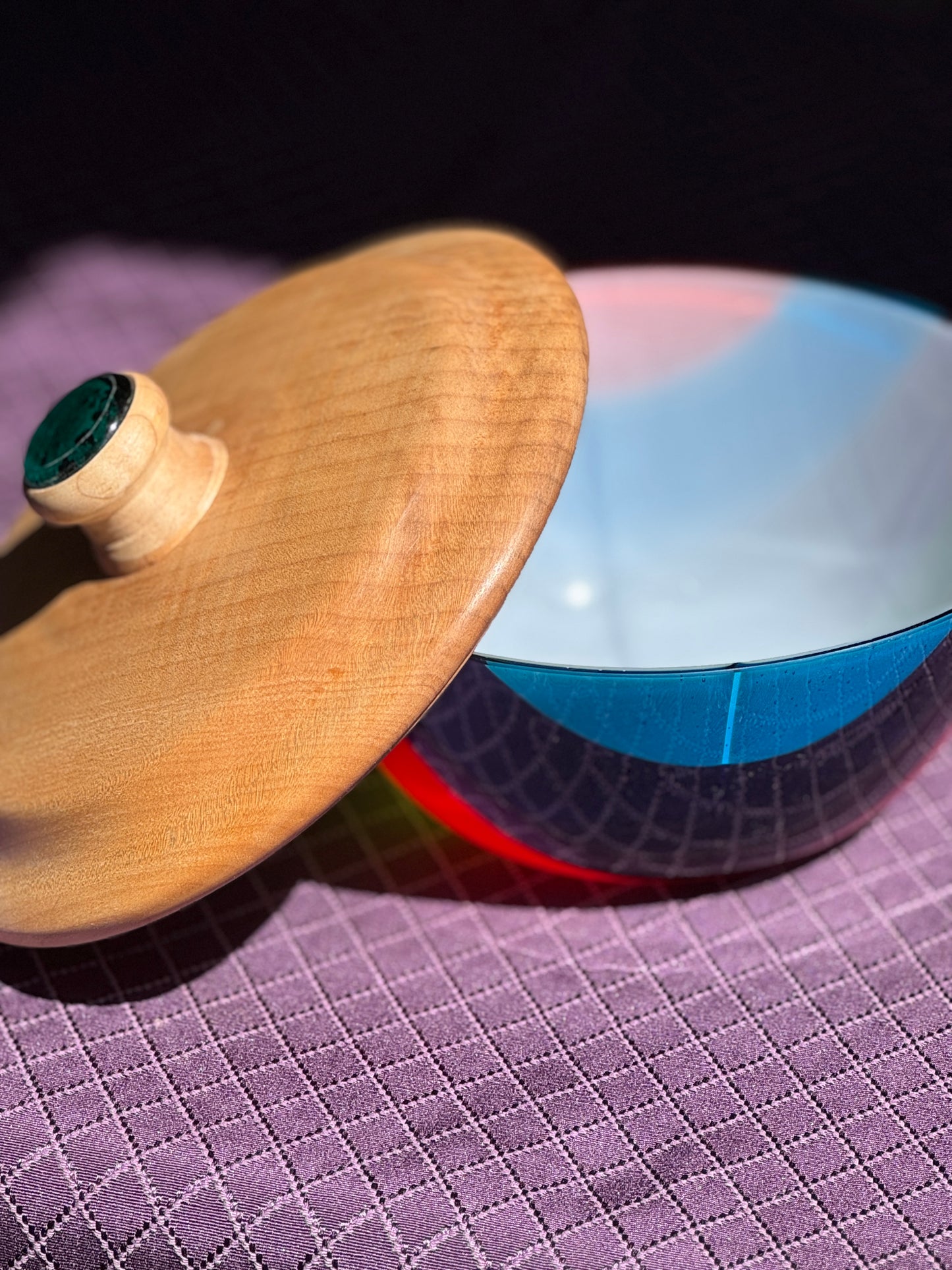 Jazzy Bowl: Opal Rainbow with Maple Lid