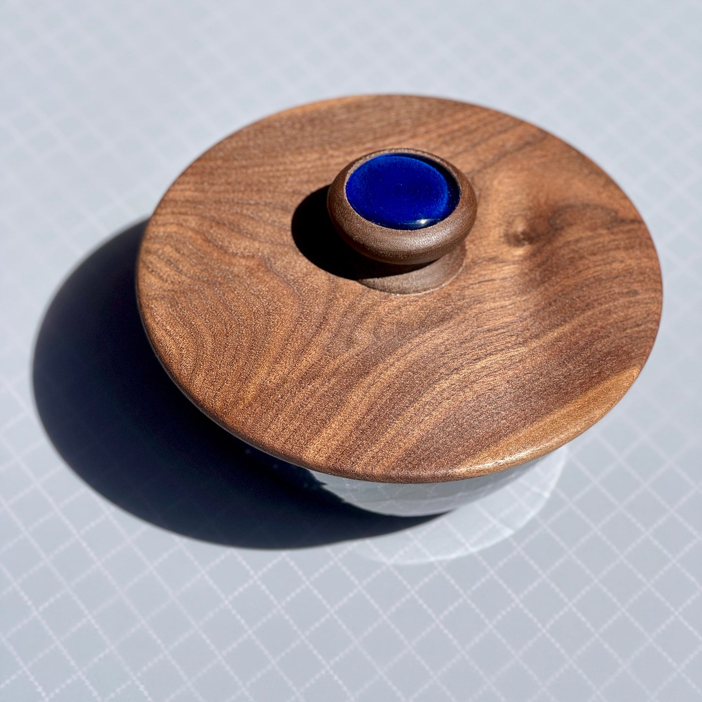 Blue Jazzy Bowl with Walnut Lid